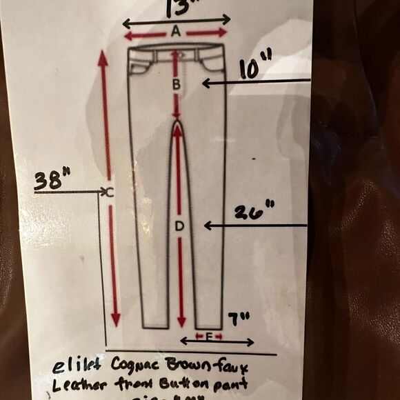 Etclet Brown Faux Leather Pleated Pants Size M - Picture 7 of 7